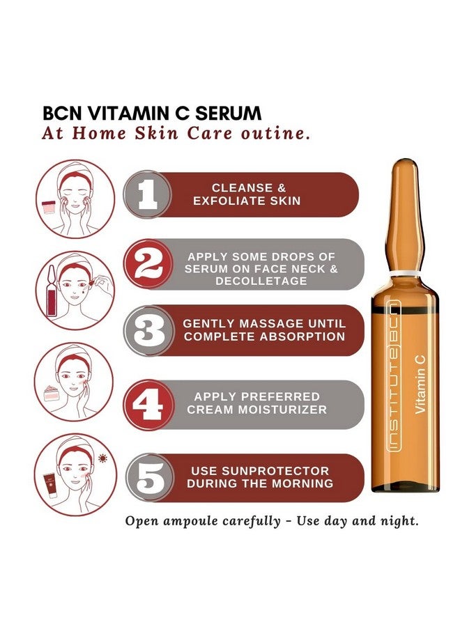 INSTITUTE BCN Vitamin C Serum Ampoules Pure Vitamin C Serum For Face 20% Skin Brightening Dark Spot Correcting Anti Ageing Serum Made In Spain 10 X 5 Ml. - Image 4