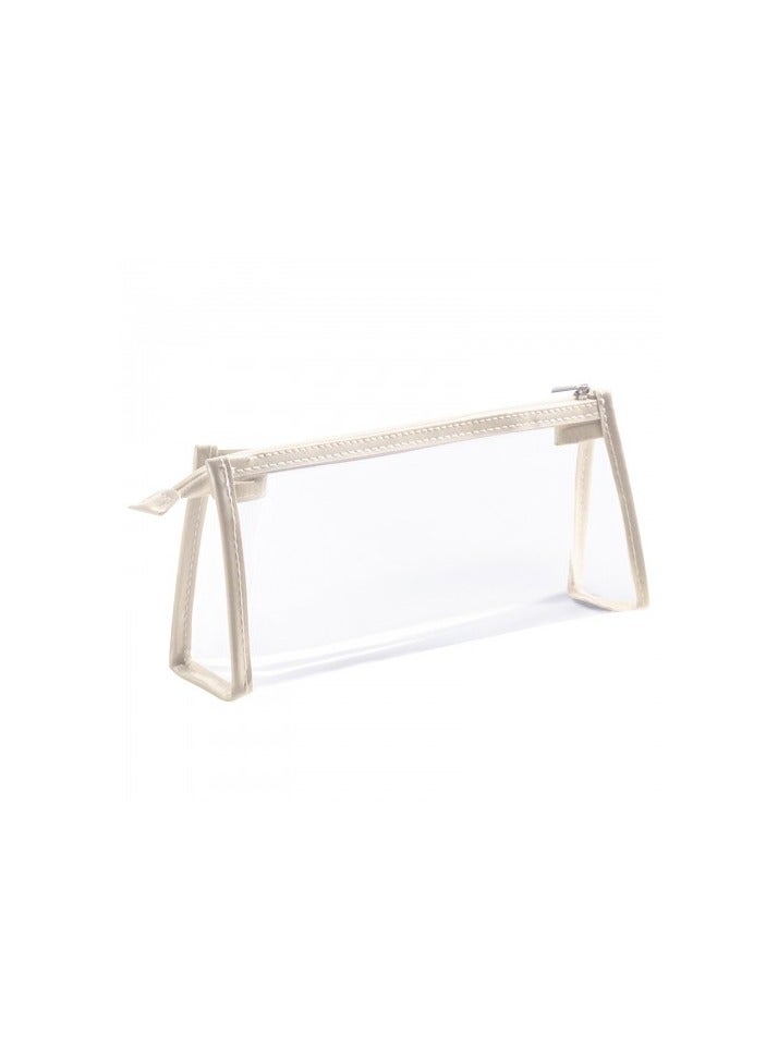 Clear Pencil Case PVC Zipper Pouch, Waterproof Stationery and Cosmetic Bag, Transparent Multipurpose Storage Bag for Travel, School and Office, 21.5x10x10cm - Image 1
