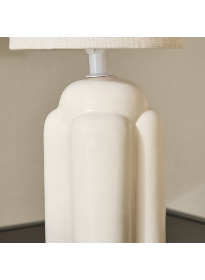 Home Box مصباح طاولة سيراميك إمزي مع ظل من الكتان - 36 سم - Image 3