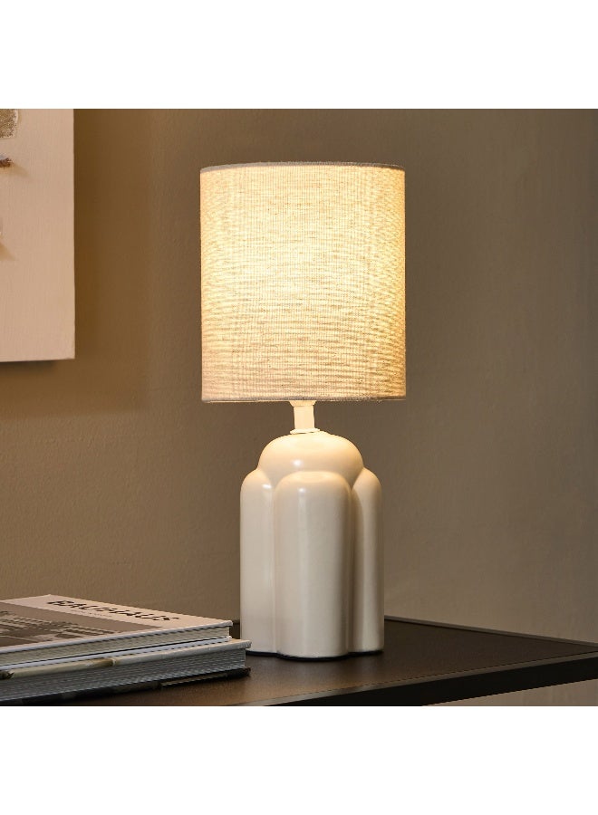 Home Box مصباح طاولة سيراميك إمزي مع ظل من الكتان - 36 سم - Image 2