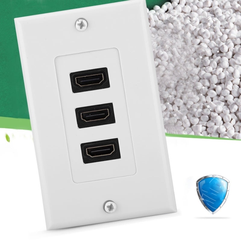 3-Port HDMI Panel: ABS Flame Retardant Sturdy Material - Easy Connection Flexible Wiring HDMI Video Socket for Engineering Wiring - Image 3