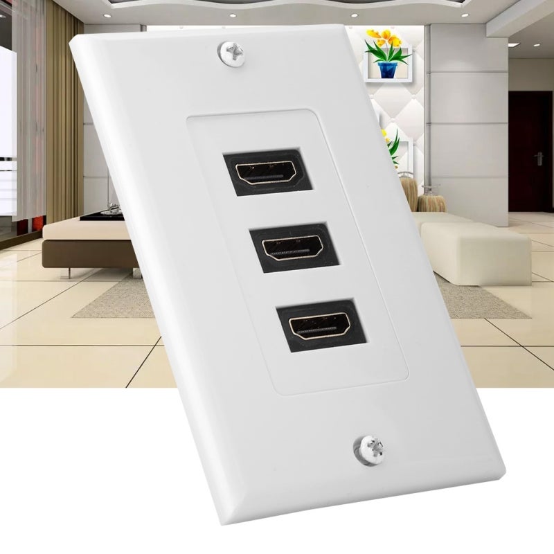 3-Port HDMI Panel: ABS Flame Retardant Sturdy Material - Easy Connection Flexible Wiring HDMI Video Socket for Engineering Wiring - Image 2