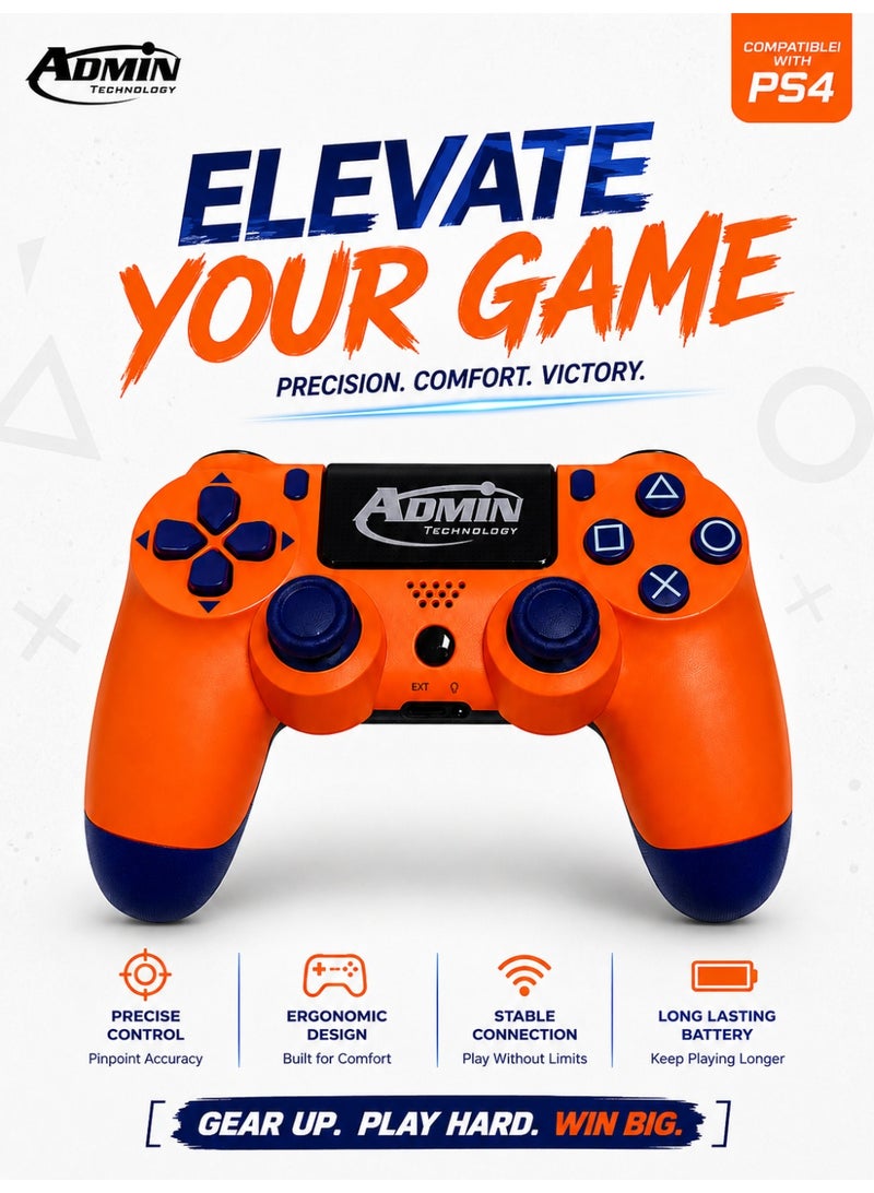 ADMIN TECHNOLOGY Professional Wireless Controller for PlayStation 4 (PS4/Slim/Pro/) with 6-Axis Motion Sensor, Interactive Touchpad, 3.5mm Audio Jack, and Dual Vibration - High-Precision Royal Blue Gamepad - Admin Technology - Image 1