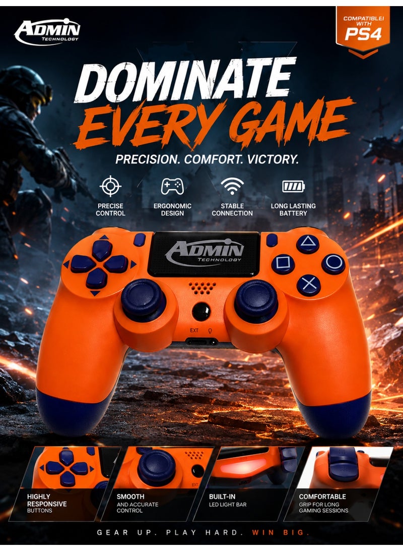 ADMIN TECHNOLOGY Professional Wireless Controller for PlayStation 4 (PS4/Slim/Pro/) with 6-Axis Motion Sensor, Interactive Touchpad, 3.5mm Audio Jack, and Dual Vibration - High-Precision Royal Blue Gamepad - Admin Technology - Image 2