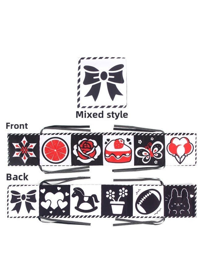 Export Children's Educational Early Education Toys Infant Black And White Color Bed Walls Ha-ha Mirror Cloth Book Bed Walls Toys-Color:Black And White 6970-2 (including Bb Device) Opp Bag - Image 1