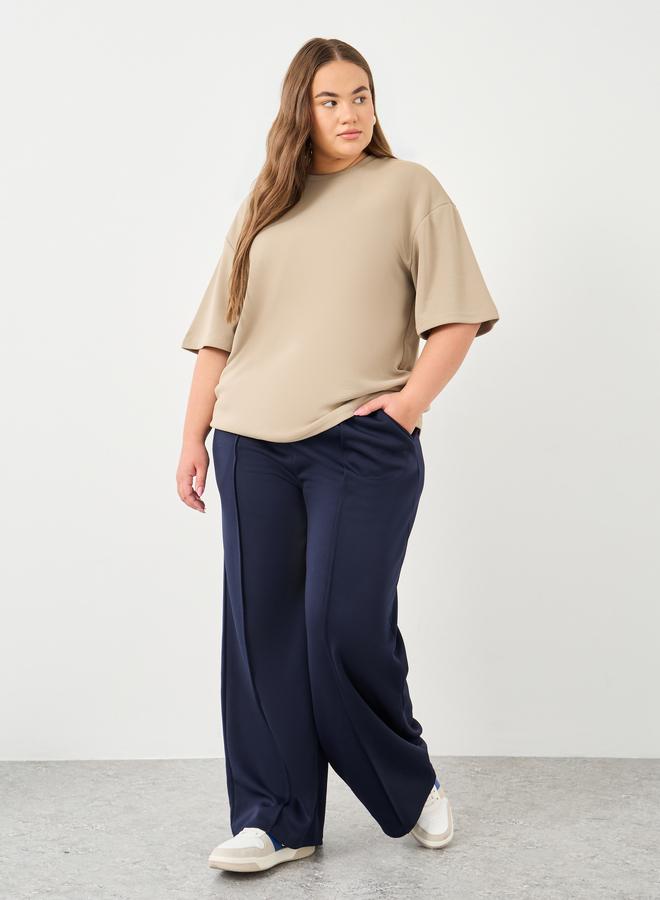 ستايلي ستيلاي بلس بنطلون رياضي واسع الساق مع تفاصيل ثنيات - Image 1