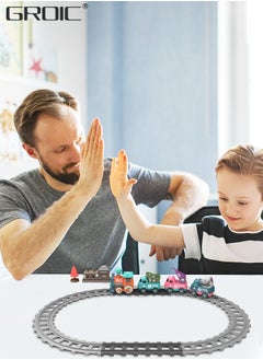GROIC 17 PCS Electric Train Toys with Light and Music, Cartoon Engineering Rail Car Locomotive Train Magnetic Connection Engineering Swing, Motorized Train Accessories with Sound Track Toy Car  - Image 4