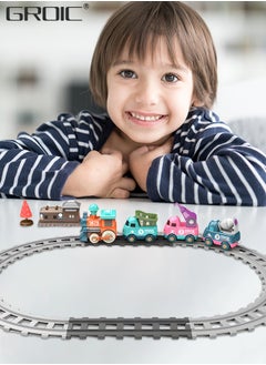 GROIC 17 PCS Electric Train Toys with Light and Music, Cartoon Engineering Rail Car Locomotive Train Magnetic Connection Engineering Swing, Motorized Train Accessories with Sound Track Toy Car  - Image 5