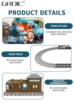 GROIC 17 PCS Electric Train Toys with Light and Music, Cartoon Engineering Rail Car Locomotive Train Magnetic Connection Engineering Swing, Motorized Train Accessories with Sound Track Toy Car  - Image 3