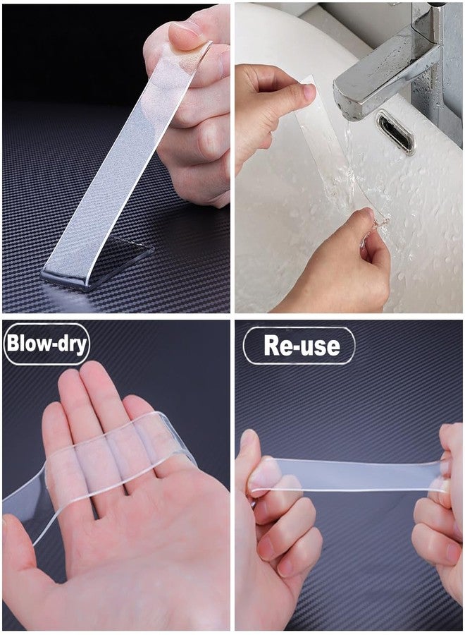 FZWONVUC Clear Heavy Duty Double Sided Tape for Walls(Total 30FT),3 Rolls Strong Mounting Tape,Removable Two Sided Nano Tape for Picture Hanging Multifunctional DIY Adhesive Tape (0.4inch+0.8inch+1.2inch) - Image 3