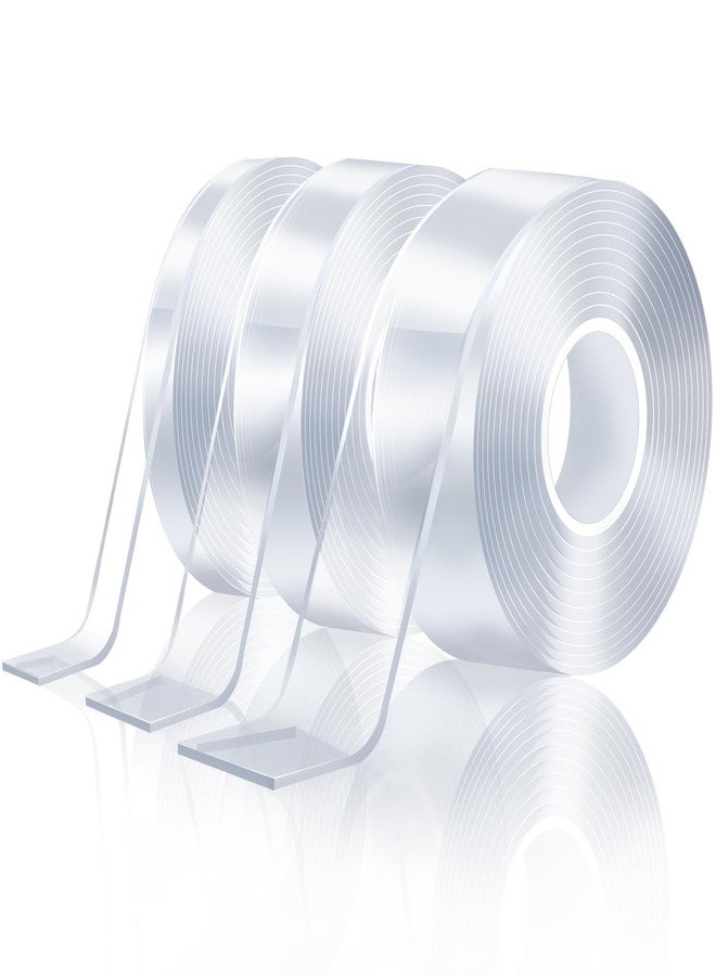 FZWONVUC Clear Heavy Duty Double Sided Tape for Walls(Total 30FT),3 Rolls Strong Mounting Tape,Removable Two Sided Nano Tape for Picture Hanging Multifunctional DIY Adhesive Tape (0.4inch+0.8inch+1.2inch) - Image 1