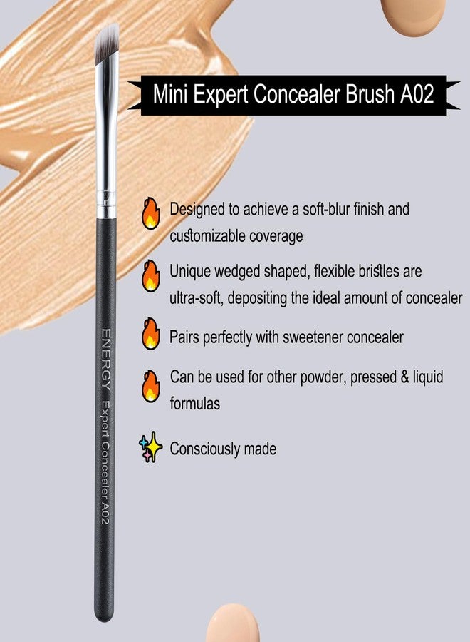 ENERGY Angled Concealer Brush Under Eye Premium Makeup Brush for Concealer Foundation Eyeshadow Nose Contours with Liquid Cream Powder Blending Contouring Vegan Eye Brush A02 - Image 2