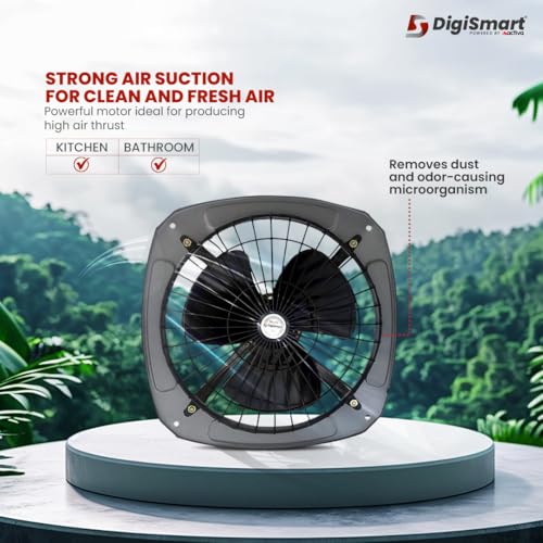 DIGISMART Fresh Air 225 MM Powerful Exhaust Fan, Air Suction for Kitchen & Bathroom, Less Noise, Clean Air, 22W Motors Ventilation Fan, 1 Year Warranty (Silver) - Image 4