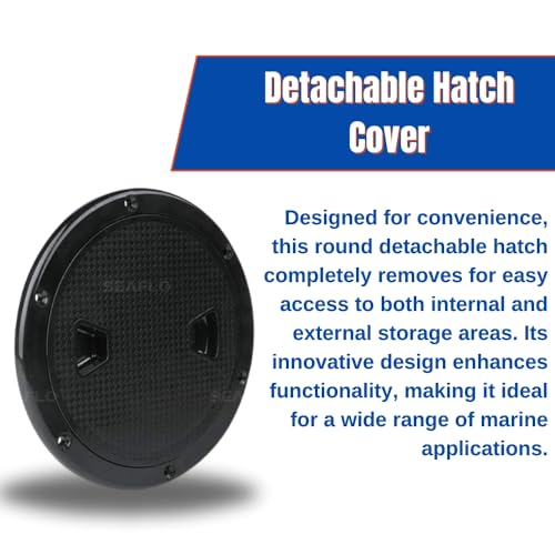 SEAFLO Marine Circular Non-Slip Screw Out Deck Plate Inspection Access Hatch 4"/6"/8" White/Black/Tan (6", Black) - Image 5