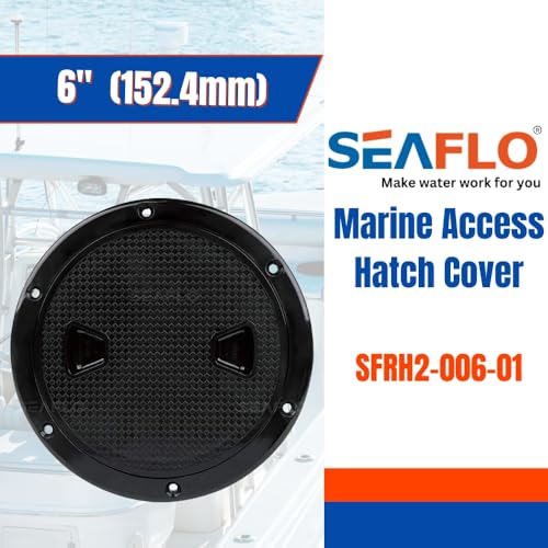 SEAFLO Marine Circular Non-Slip Screw Out Deck Plate Inspection Access Hatch 4"/6"/8" White/Black/Tan (6", Black) - Image 2