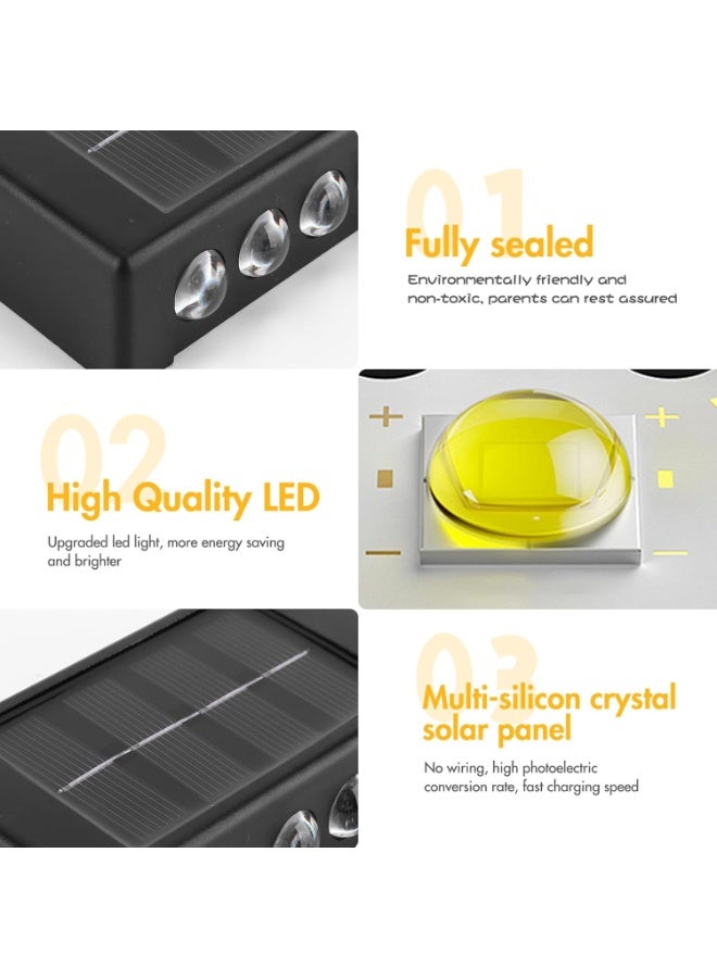 ريويل مصابيح جدارية شمسية خارجية عدد 2 مقاومة للماء IP65 بإضاءة LED بيضاء دافئة تعمل بالطاقة الشمسية تشغيل وإيقاف تلقائي مناسبة للحديقة والسور والفناء والشرفة - Image 4