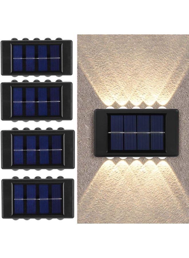 ريويل مصابيح جدارية شمسية خارجية عدد 2 مقاومة للماء IP65 بإضاءة LED بيضاء دافئة تعمل بالطاقة الشمسية تشغيل وإيقاف تلقائي مناسبة للحديقة والسور والفناء والشرفة - Image 1