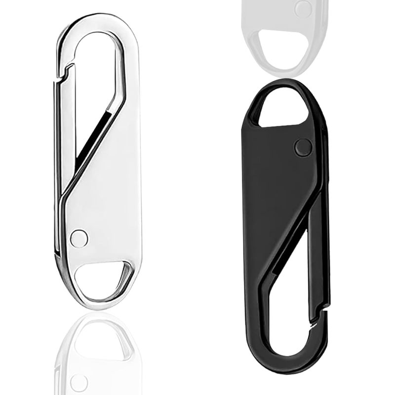 DHANHAR Small Zipper Carabiner Clips, 2 Pcs Elegant Zinc Alloy Zipper Pull Replacement for Travel, Commuting and Camping, Universal Zip Puller Replacement for Handbags, Jackets, Purse, Boots, Pants - Image 1