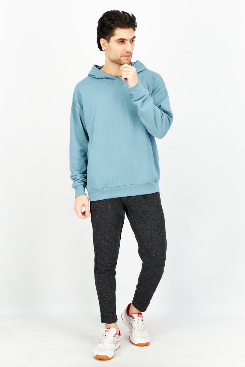 Ocean Pacific Men Hooded Neck Graphic Print Long Sleeves Sweatshirt, Smoke Blue - Image 2