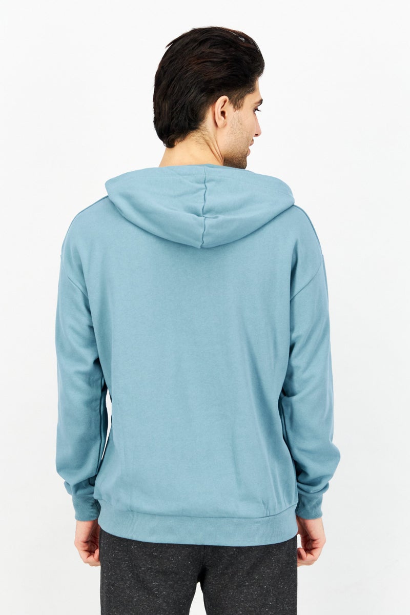 Ocean Pacific Men Hooded Neck Graphic Print Long Sleeves Sweatshirt, Smoke Blue - Image 4