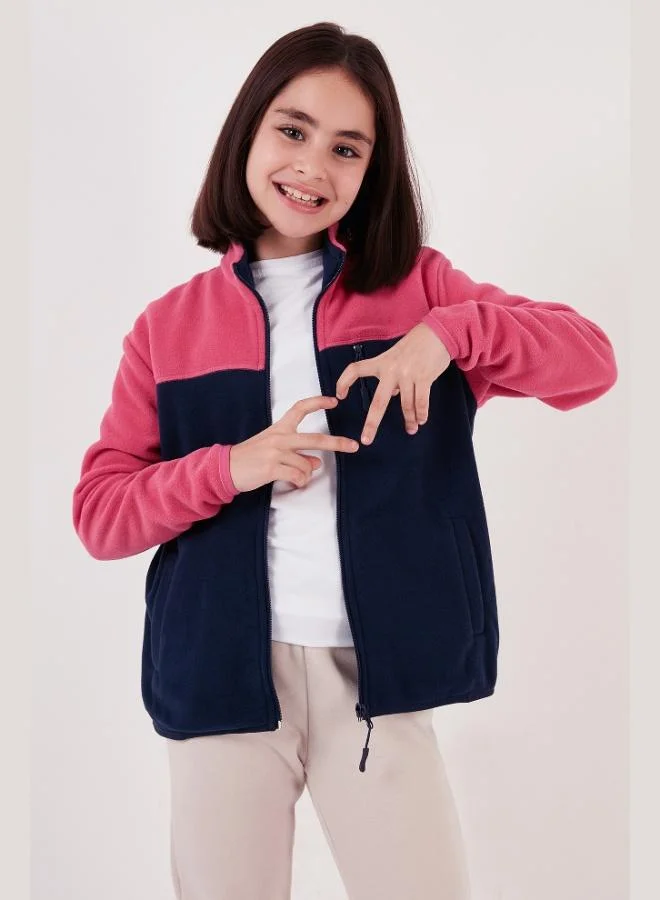Lela Lela Soft Texture Zippered Color Block Stand Collar Pocket 2-Pack Cardigan Polar Kids POLAR 5905001S2