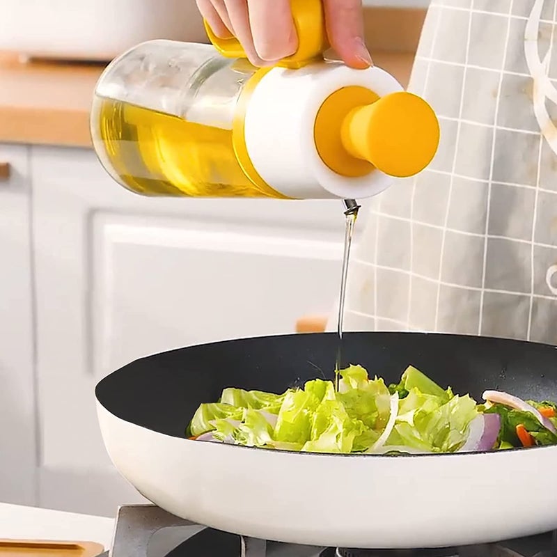 Hidak Multifunction Olive Oil Dispenser 2 in 1 Glass Oil Bottle with Silicone Brush for Kitchen Grilling Baking and Cooking Oil Brush Pot Multi Color - Image 2
