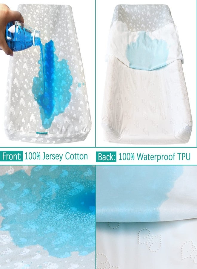 Biloban Waterproof Changing Pad Cover 2 Pack, 100% Cotton Change Table Cover Sheets, Ultra Soft, Unisex White Grey Star Print - Image 4