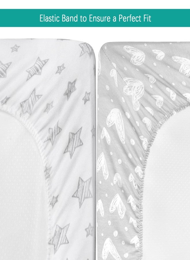 Biloban Waterproof Changing Pad Cover 2 Pack, 100% Cotton Change Table Cover Sheets, Ultra Soft, Unisex White Grey Star Print - Image 2