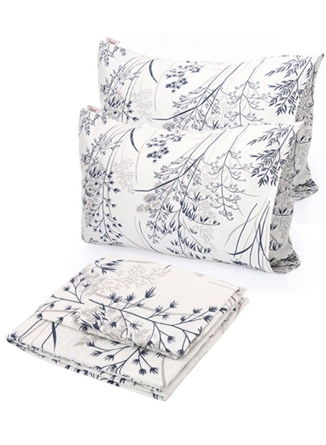 سنوز طقم ملاية سرير باستيك 3 قطع، ملاية+ 2 كيس وسادة إضافي، تصميم بريز بلو - Image 1