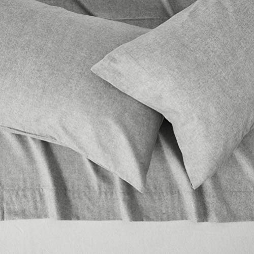 Pointehaven Flannel Deep Pocket Set with Oversized Flat Sheet  Queen  Heather grey - Image 2