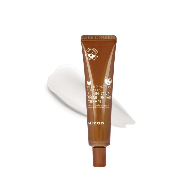 MIZON All-in-One Snail Repair Cream Korean Face Moisturizer with Snail Mucin & 12 Natural Extracts Hydrating & Nourishing Cream for Fine Lines, Wrinkles & Blemish Care Travel Size(1.18 Fl Oz) - Image 1