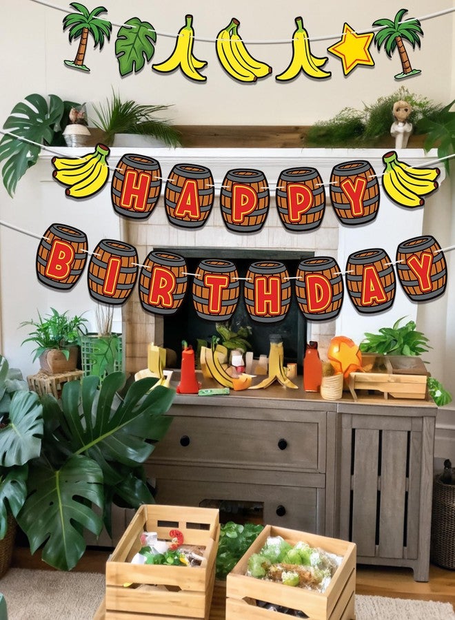 HOMEZZO Tropical Jungle Birthday Banner, Monkey Banana Theme Party Decoration for Safari Baby Shower Kids Birthday Party Supplies - Image 3