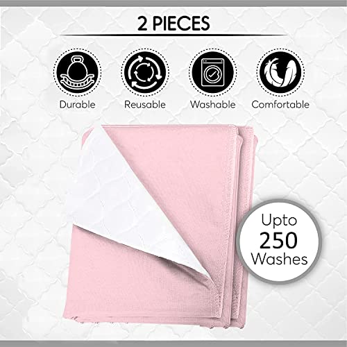 KosmoCare Reusable Underpad Washable Incontinence Bed Pad Overnight Sheet, Underpad Mattress Protection for Baby, Elderly & Patient Care - (Brushed Polyester) - Pink (Pack of 2) - Image 2