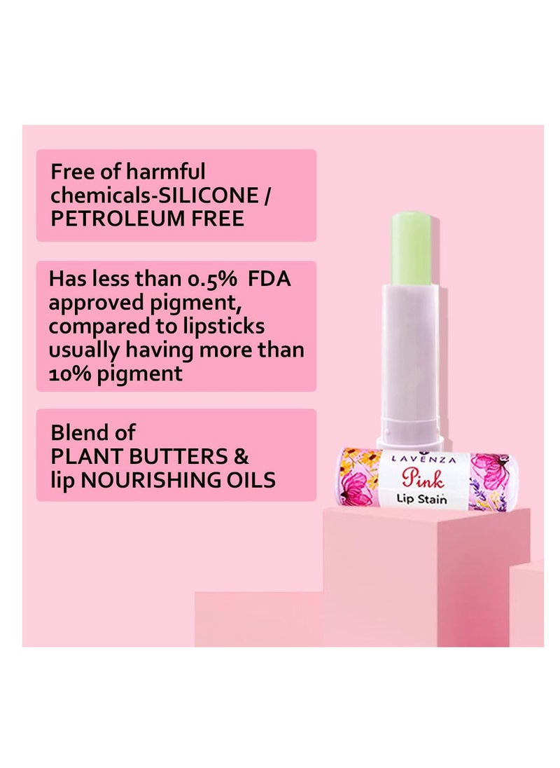 LAVENZA - Lavenza pH Based Natural Pink Lipstain and Lip Balm  2in1 Long Lasting PINK shade Nourishing  Water Proof Vegan With Grapeseed Oil and Plant Butters  Filler and Synthetic Base FREE   5 gm - Image 1