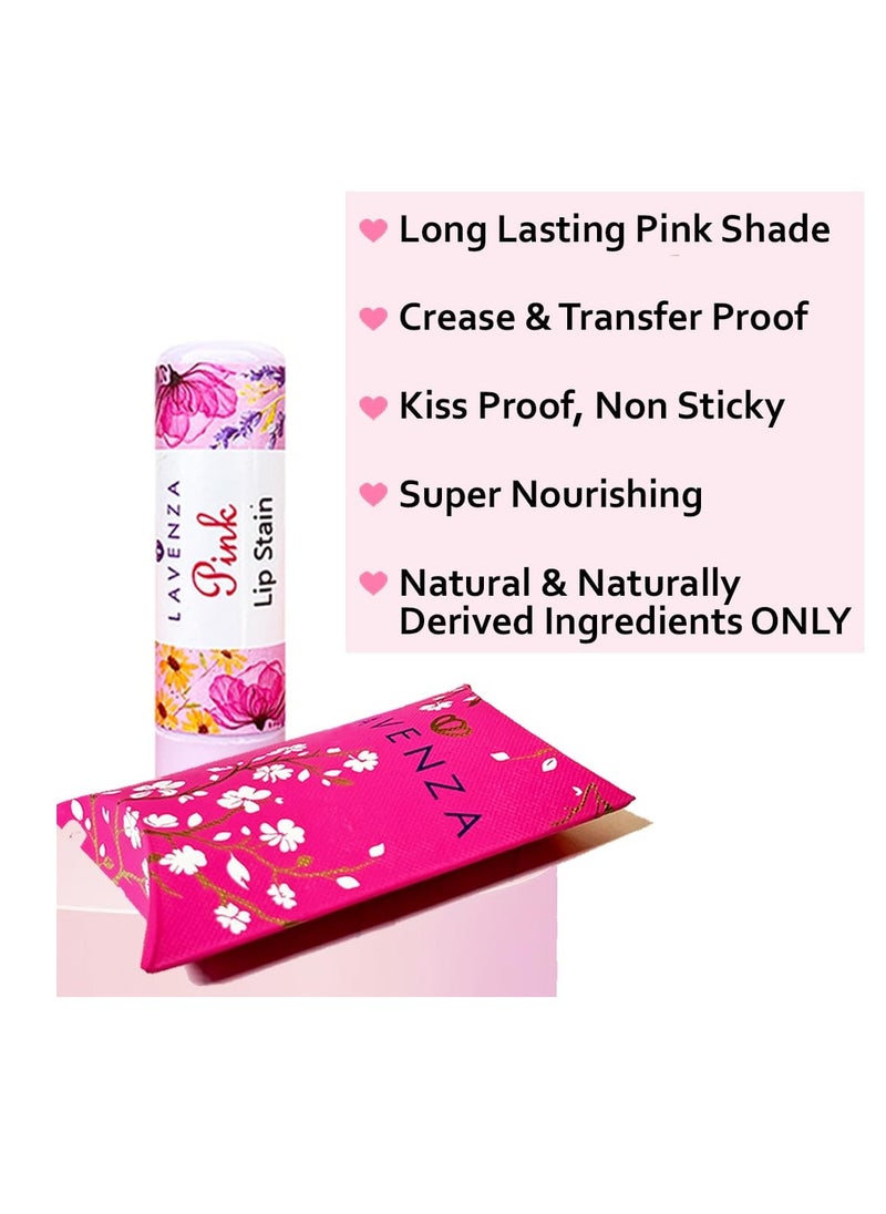 LAVENZA - Lavenza pH Based Natural Pink Lipstain and Lip Balm  2in1 Long Lasting PINK shade Nourishing  Water Proof Vegan With Grapeseed Oil and Plant Butters  Filler and Synthetic Base FREE   5 gm - Image 1