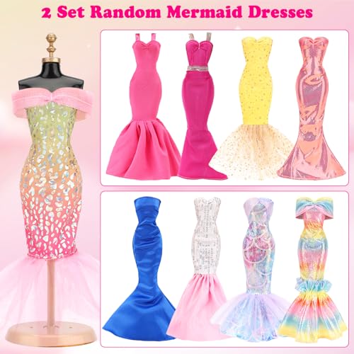 ENOCHT 18 Set Doll Clothes Includes 8 Fashion Dresses 2 Long Evening Dress 2 Sequin Dresses 6 Tops 2 Pants 2 Skirts 2 Shorts Casual Outfits for 11.5 Inch Girl Dolls - Image 2