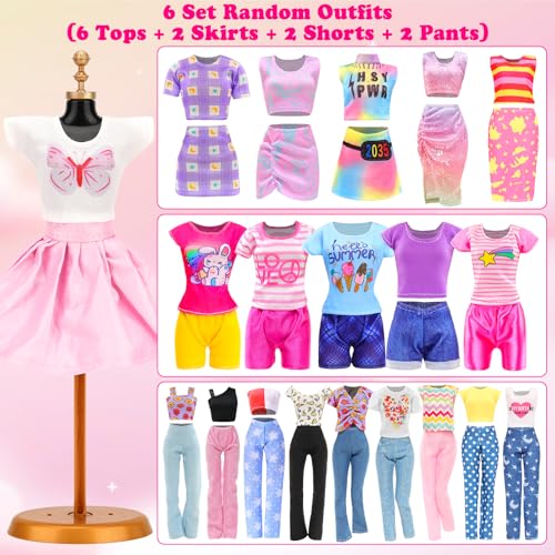 ENOCHT 18 Set Doll Clothes Includes 8 Fashion Dresses 2 Long Evening Dress 2 Sequin Dresses 6 Tops 2 Pants 2 Skirts 2 Shorts Casual Outfits for 11.5 Inch Girl Dolls - Image 3