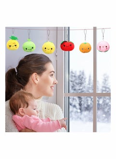 Y&D 6 Pieces Soft Mini Plush Fruits Stuffed Colorful Set Lovely Peach Orange Pineapple and Cantaloupe for Toddlers Pretend Play Game Room Backpack Keychian Party Decorations  - Image 2