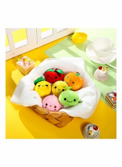 Y&D 6 Pieces Soft Mini Plush Fruits Stuffed Colorful Set Lovely Peach Orange Pineapple and Cantaloupe for Toddlers Pretend Play Game Room Backpack Keychian Party Decorations  - Image 4