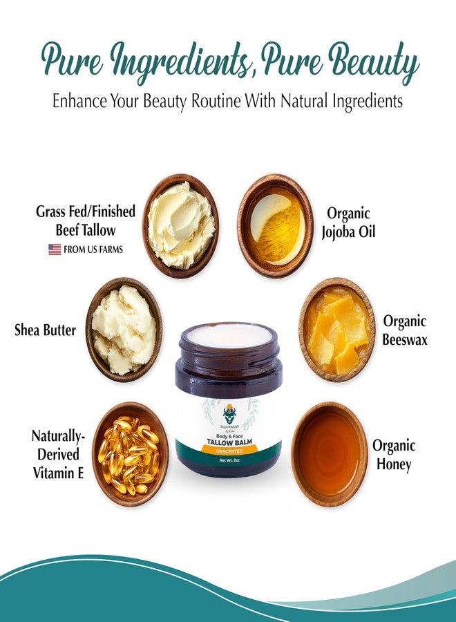 Tallowbourn Grass Fed Beef Tallow Balm for Face and Body with Shea Butter, Organic Jojoba Oil, Honey, and Beeswax – Beef Tallow for Skin – Unscented Balm – 2 oz - Image 4
