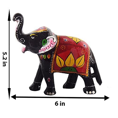 Monk wish 6 Inch Paper Mache Elephant Showpiece for Enhance Home Decor - Red (16x14 cm) - Image 5