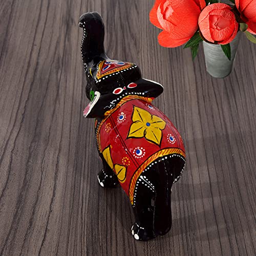 Monk wish 6 Inch Paper Mache Elephant Showpiece for Enhance Home Decor - Red (16x14 cm) - Image 2