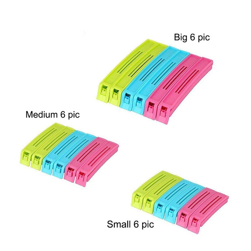 Plastic Food Snack Bag Pouch Clip Sealer for Keeping Food Fresh for Home Kitchen Camping Snack Seal Sealing Bag Clips MultiColor Food Clips Sealer Pouch Clip Sealer Pack of 18  - Image 2