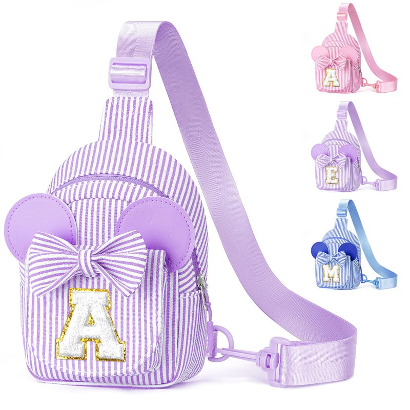 YOOLIFE Sling Bag for Girls Kids - Easter Gifts for Kids Toddlers | Initial Purses for Little Girl Kid, Birthday Gifts for 2 3 4 5 6 7 8 Year Old Girls, Easter Basket Stuffers (Purple A) - Image 1