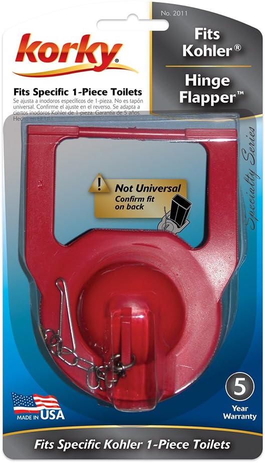 Korky 2011BP Hinge Flapper For Kohler Toilet Repairs  Replaces Kohler Parts 84995 and 1000490  Made in USA Red - Image 3