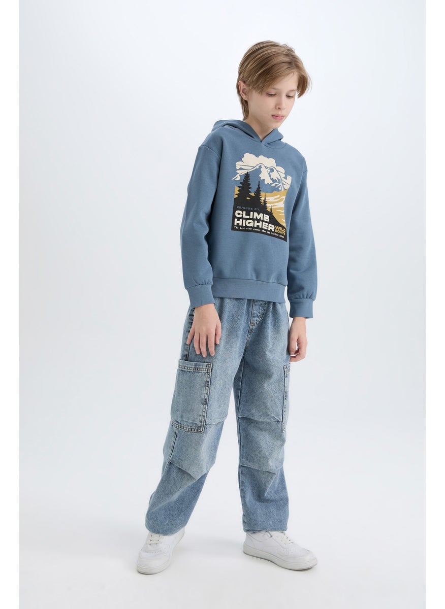 DeFacto - Boy Regular Fit Printed Hooded Sweatshirt - Image 1