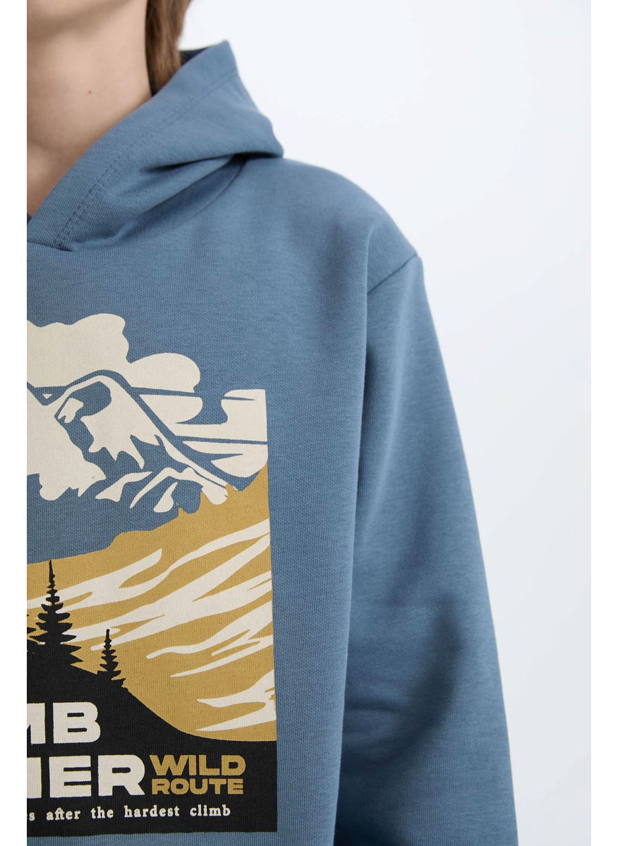DeFacto - Boy Regular Fit Printed Hooded Sweatshirt - Image 1