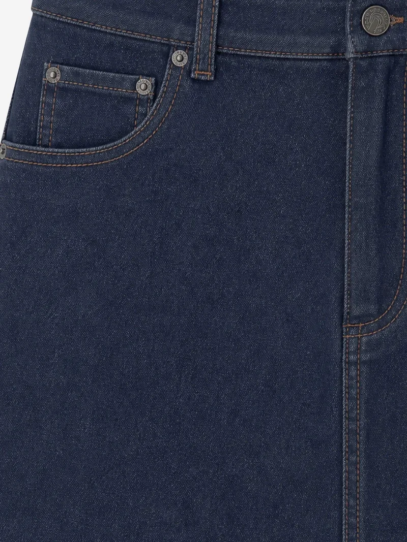 ميكسراي MIXRAY High Waist A-Line Denim Mini Skirt with Button Closure
