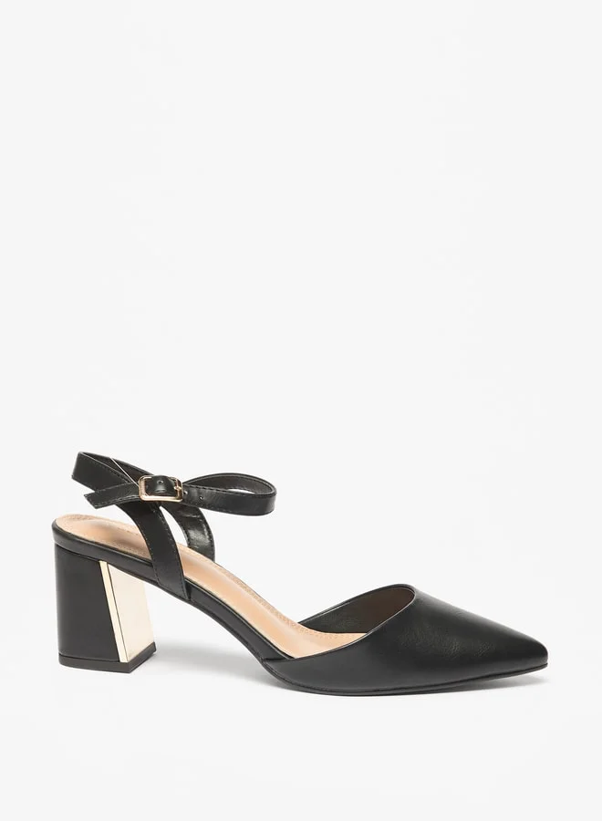 Celeste Women's Solid Sandals with Buckle Closure and Block Heels