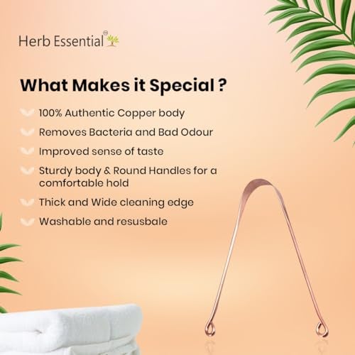 Herb Essential Copper Tongue Cleaner, Pack of 3 | Enhance Oral Hygiene | Fresh Breath & Bacteria Removal | Comfortable & Flexible Handle | Easy & Safe to Use |100% Pure Copper - Image 4